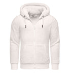 Vit fleecetröja med huva - Zip hoodie Herr