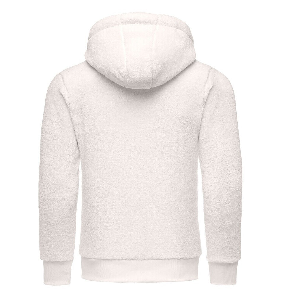 Vit fleecetröja med huva - Zip hoodie Herr bakifrån