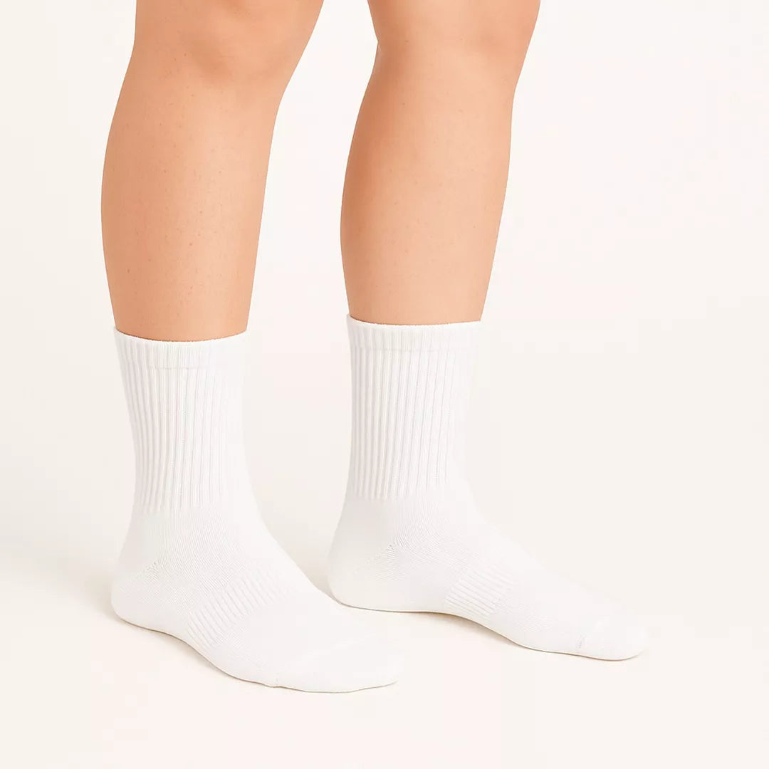 BENYSØN® 12-pack vita bomullsstrumpor med ventilerande mesh och ribbad resår för hög komfort