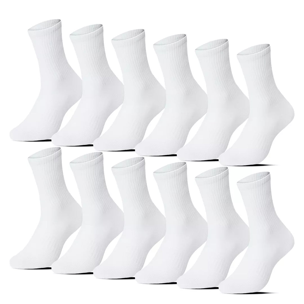 12-pack vita sportstrumpor BENYSØN® i premiumbomull med sömlös tå och fotvalvsstöd