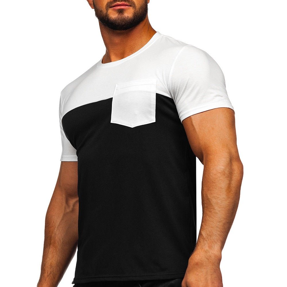 T-shirt med bröstficka - Herrtröja - Vit/Svart