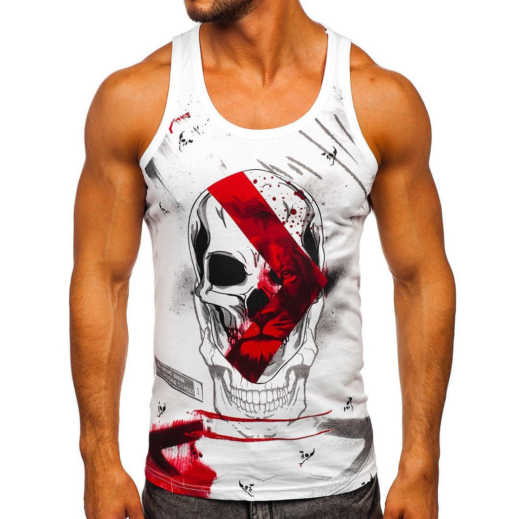 Vitt coolt muskellinne printed