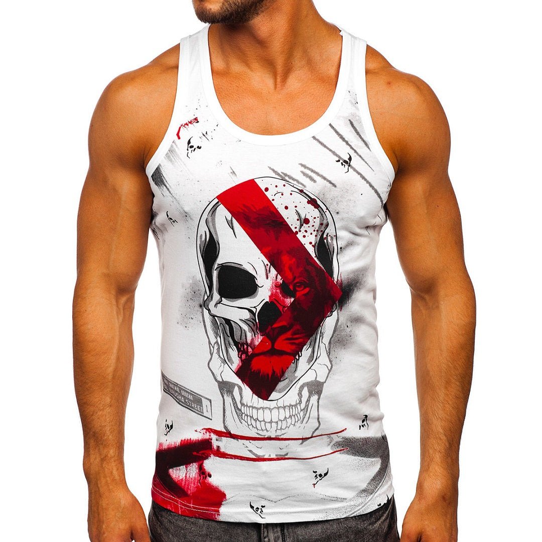 Vitt coolt muskellinne printed
