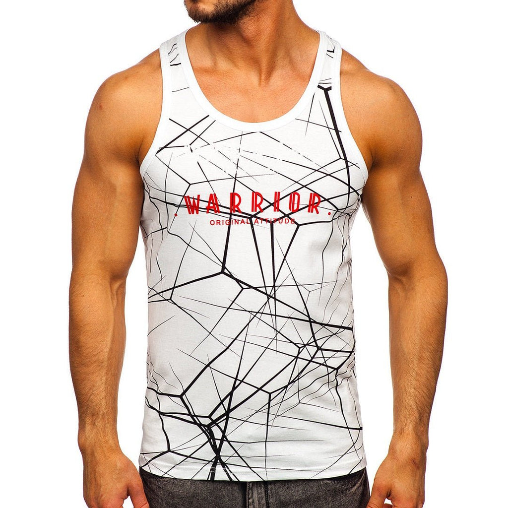 Vitt muskellinne printed Warrior