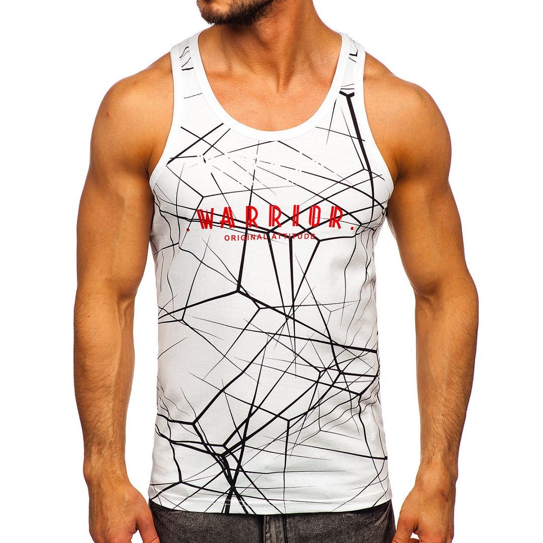 Vitt muskellinne printed Warrior