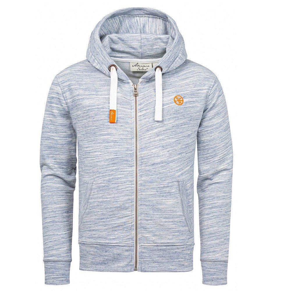 Zip hoodie herr - Blå huvtröja med dragkedja