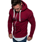 Zip Hoodie Herr - Vinröd härlig herrtröja med luva