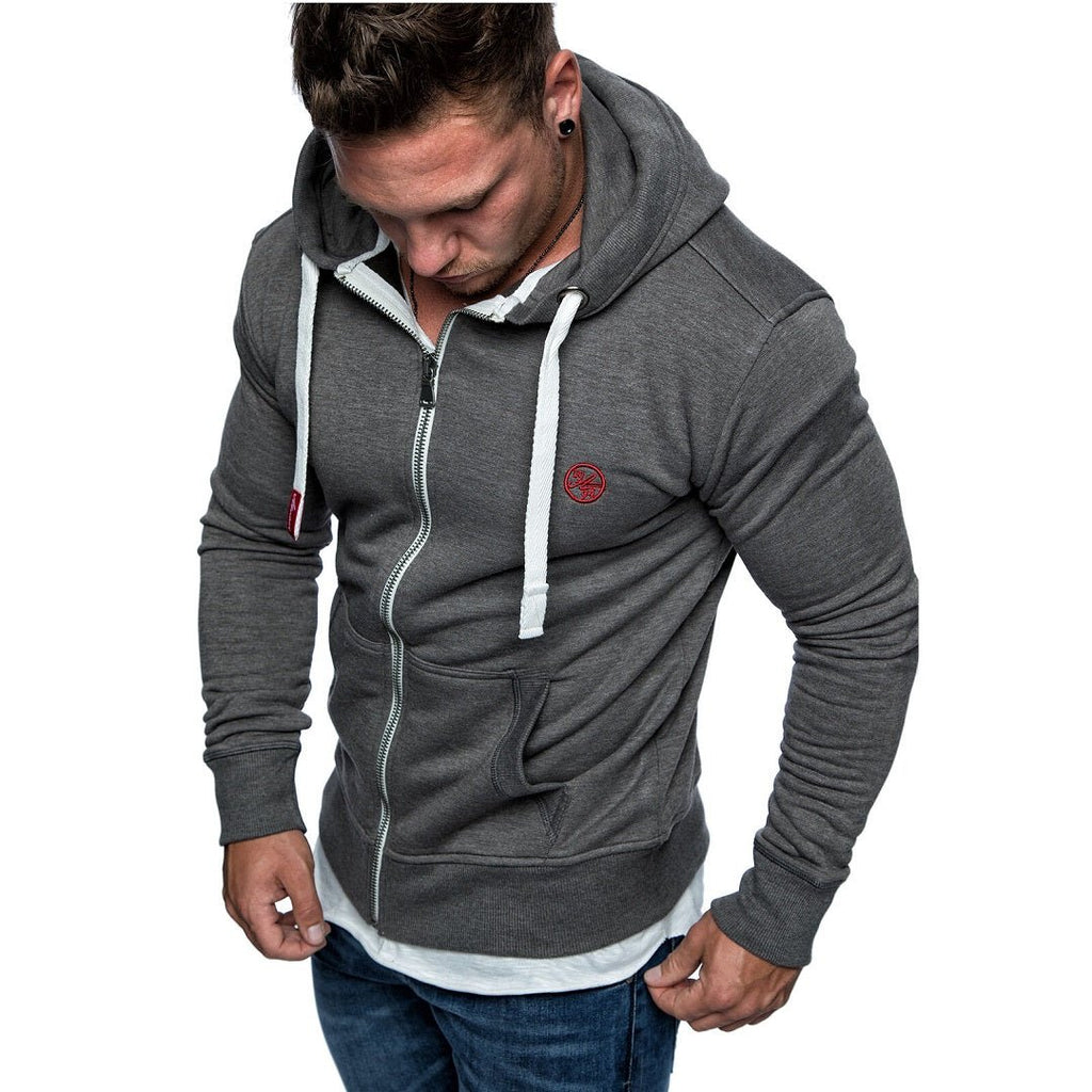 Zip Hoodie Herr - Mörkgrå härlig herrtröja med luva