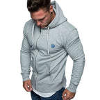 Zip Hoodie Herr - Ljusgrå härlig herrtröja med luva