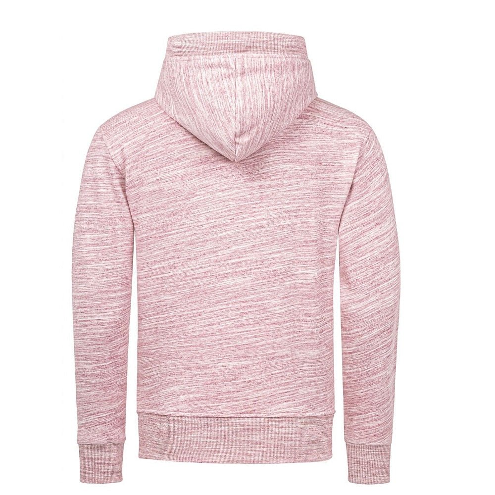 Herr Zip Hoodie i en härlig vinröd melange färg - Huvtröja bakifrån