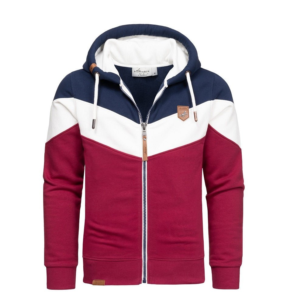 Zip Hoodies Herr - Flerfärgade huvtröjor mörkblå framifrån