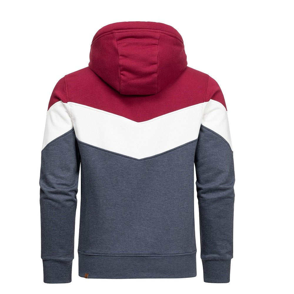 Zip Hoodies Herr - Flerfärgade huvtröjor vinröd bakifrån