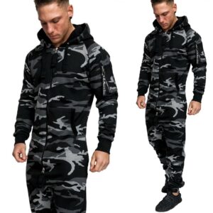 JHN - Svart camouflage Jumpsuit / Onesie | Unisex