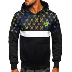 Svart printed Herr hoodie