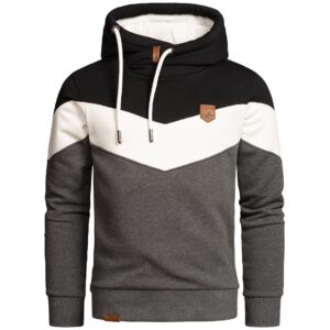 JHN - Flerfärgad hoodie svart/vit/mörkgrå