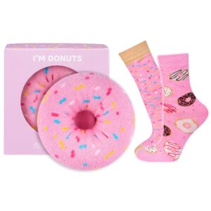 Rosa donuts strumpor i presentförpackning