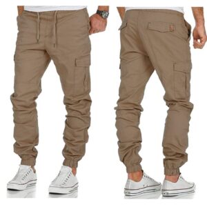 Chino joggers med benfickor och stretch beiga