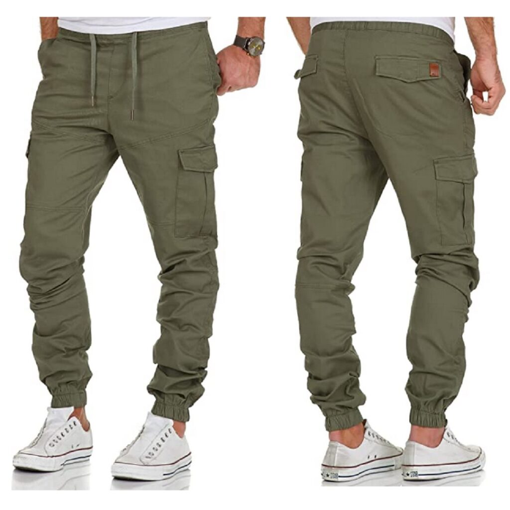 Chino joggers med benfickor och stretch olivgröna