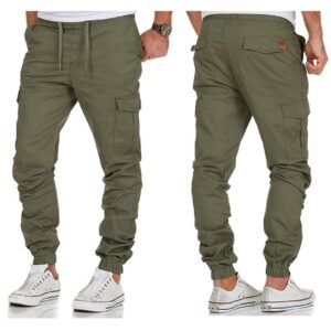 Chino joggers med benfickor och stretch olivgröna