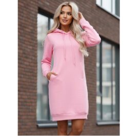 Ljusrosa dam Hoodie -Extra lång damtröja