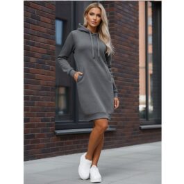 Mörkgrå hoodie dam - Extra lång damtröja