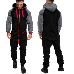 Tvåfärgad onesie med luva