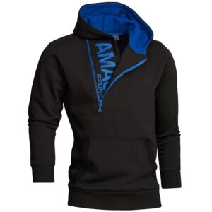 Half Zip Hoodie - Svart herrtröja med luva
