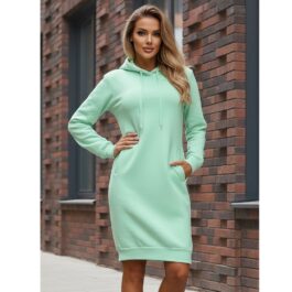 Mintfärgad tröja dam - Extra lång hoodie