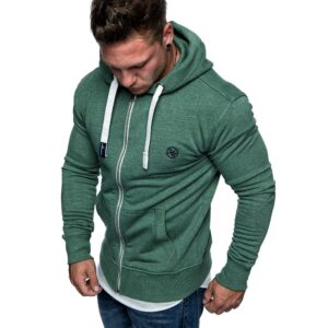 Grön zip hoodie - Herrtröja med luva