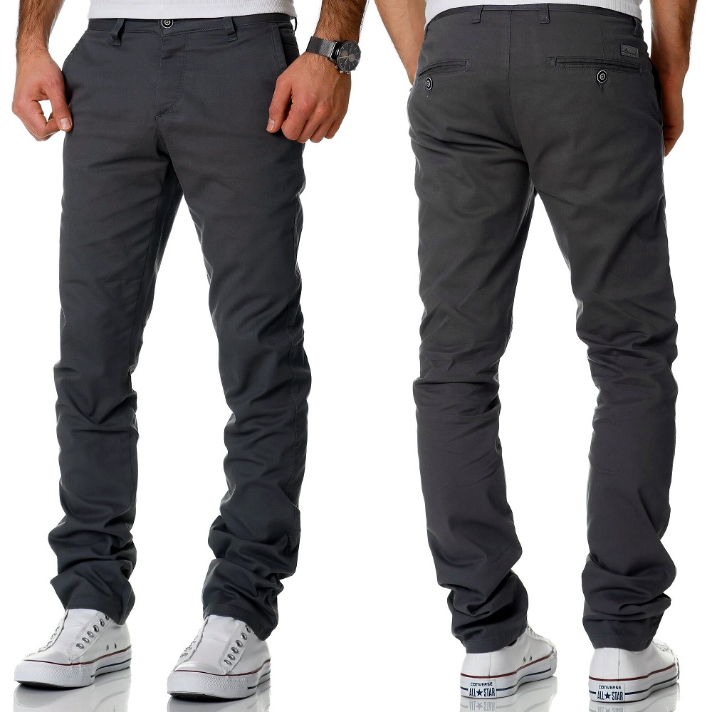 Klassiska mörkgråa herrbyxor - stilrena chinos