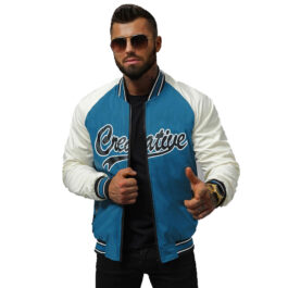 Retro baseballjacka - blå herrjacka