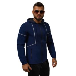 Träningströja herr med luva - mörkblå herrtröja