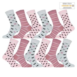 12 par mönstrade finstrumpor - Damstrumpor storpack