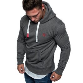 Mörkgrå herr hoodie med känguruficka - Herrtröja