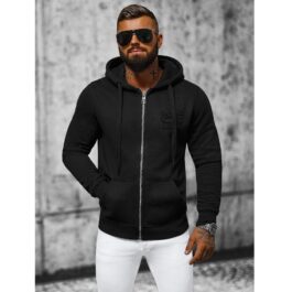 Svart luvtröja - Zip hoodie herr
