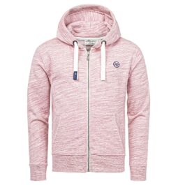 Herr Zip Hoodie i en härlig vinröd melange färg - Huvtröja