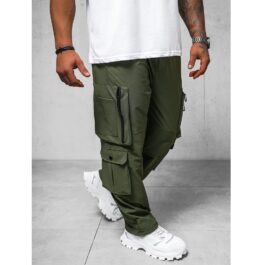 Kakigröna byxor i cargo modell - Wide leg