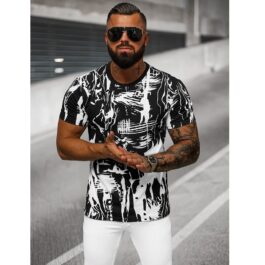 T-shirt med spräckligt motiv - Svart herr