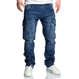 Cargo jeans mörkblåa herrjeans med skön stretch
