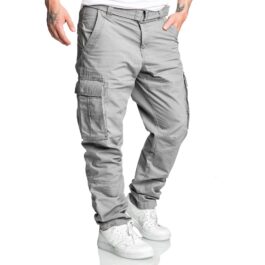 Ljusgråa chinos med cargofickor