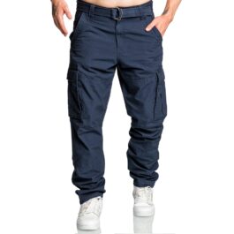 Mörkblåa chinos med medföljande bälte