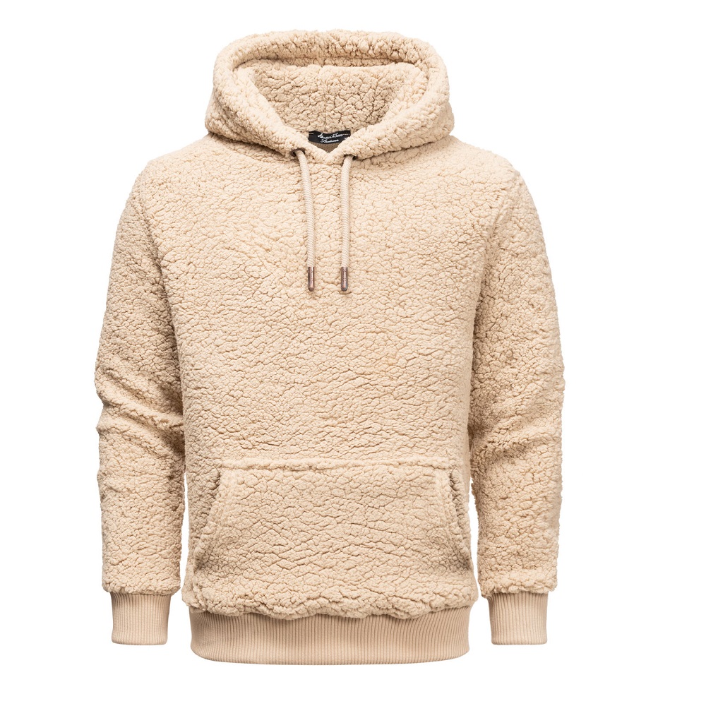 Beige fleecetröja med luva - Herrtröja