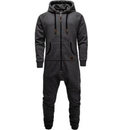 Supersköna unisex jumpsuits med luva - varm och gosig onesie mörkgrå