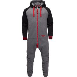 Supersköna onesies med luva - Unisex Jumpsuits - grå och röd