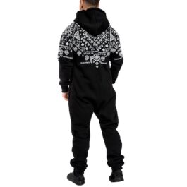 Unisex Vintage onesies - Jumpsuits med luva - svart bakifrån