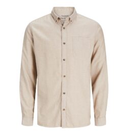 Långärmad beige herrskjorta jack and jones
