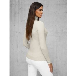 Ljusbeige damtröja med polokrage - polotröja bakifrån