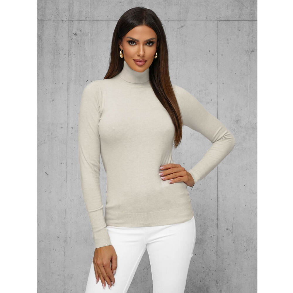 Ljusbeige damtröja med polokrage - polotröja