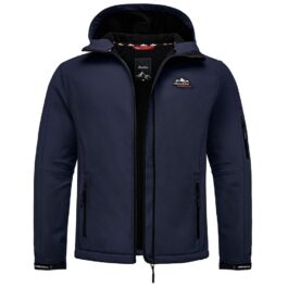 Mörkblå herrjacka med huva - Softshelljacka