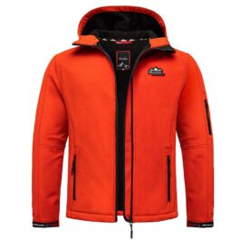 Röd softshelljacka med huva - Herrjacka